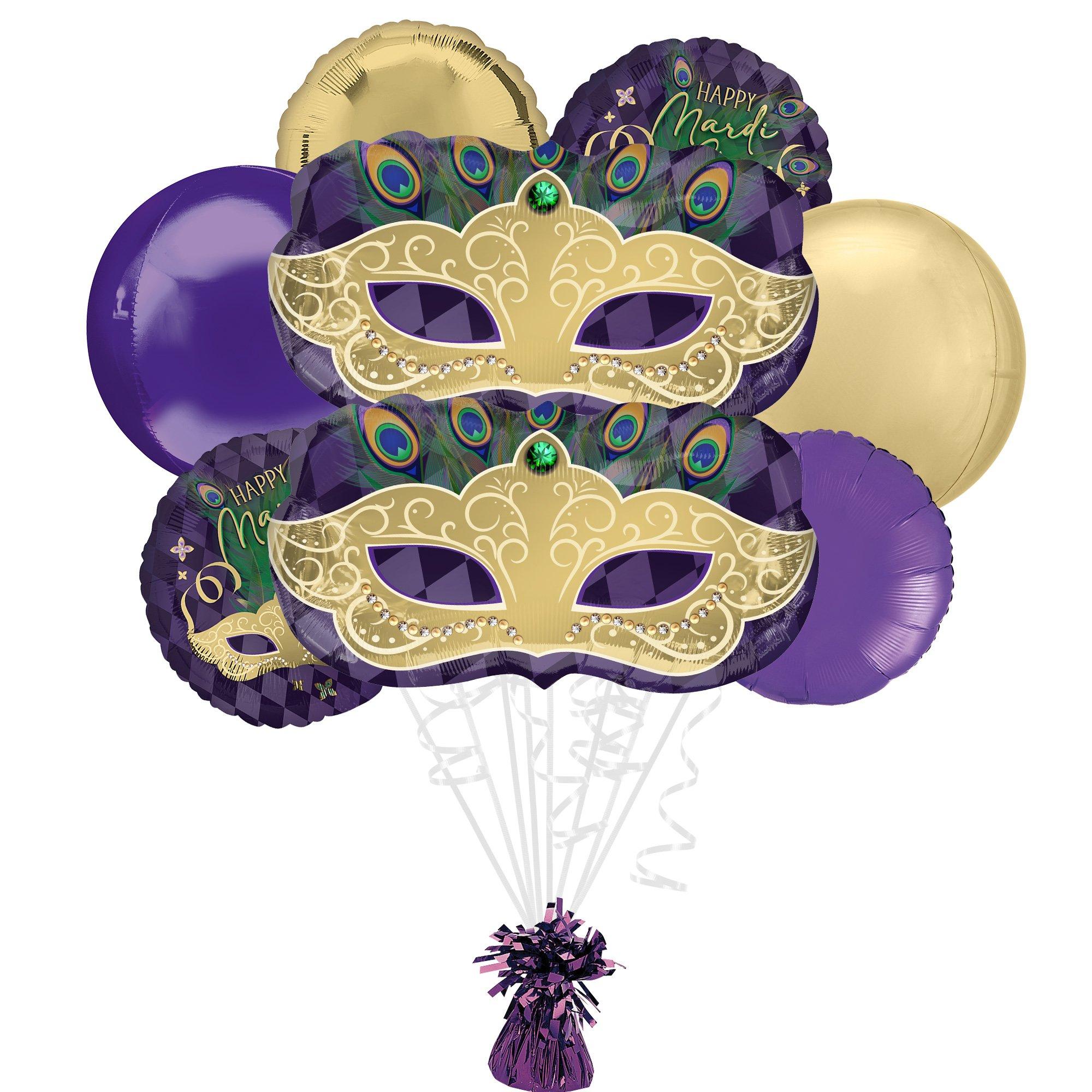 Masquerade Mask Mardi Gras Foil Balloon Bouquet